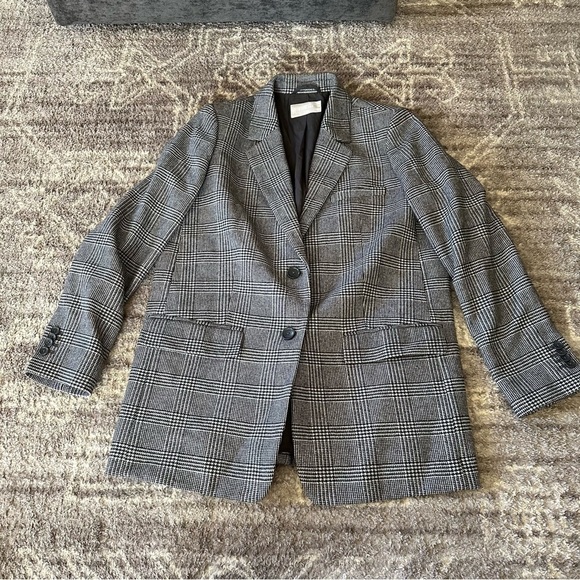 Everlane The Oversized Blazer In Italian Wool Herringbone Plaid Size 6 - Picture 4 of 11
